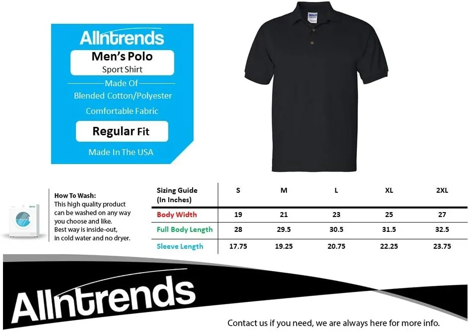 ALLNTRENDS Men's Polo T Shirt Custom Text Embroidered Polo for Men Personalized Tshirt Your Own Design