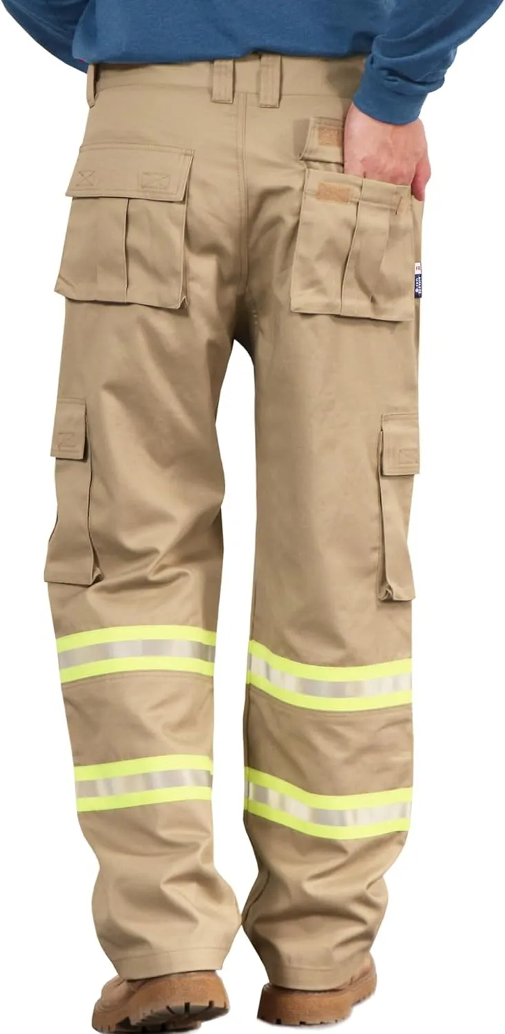 BOCOMAL FR Pants High Visibility Cargo Pockets Flame Resistant Hi-Vis Workwear Water & Oil Repellent Finish