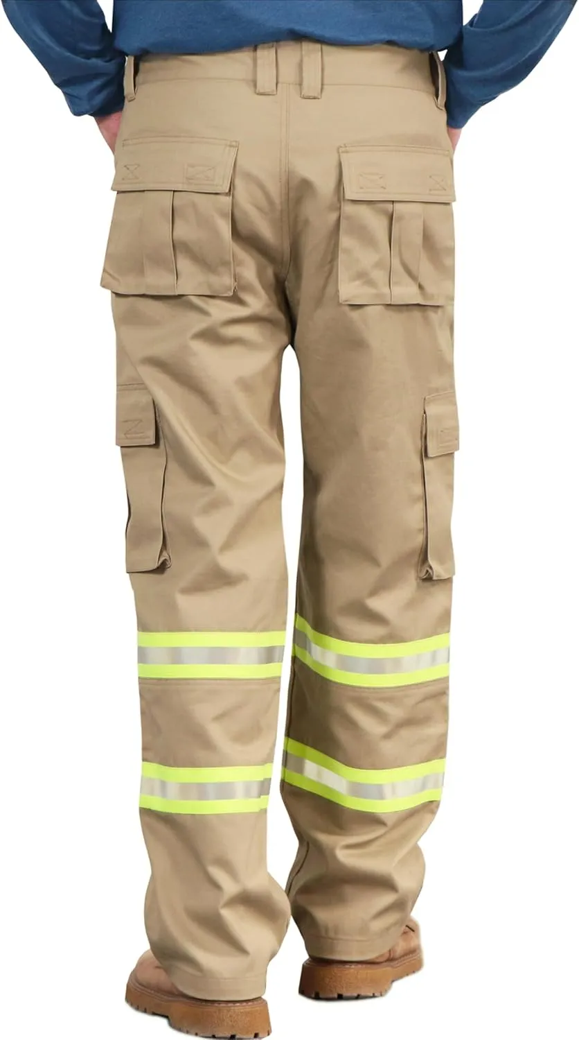 BOCOMAL FR Pants High Visibility Cargo Pockets Flame Resistant Hi-Vis Workwear Water & Oil Repellent Finish
