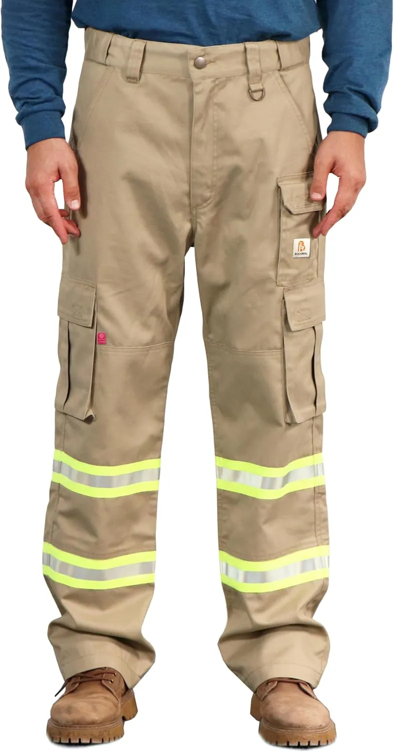 BOCOMAL FR Pants High Visibility Cargo Pockets Flame Resistant Hi-Vis Workwear Water & Oil Repellent Finish