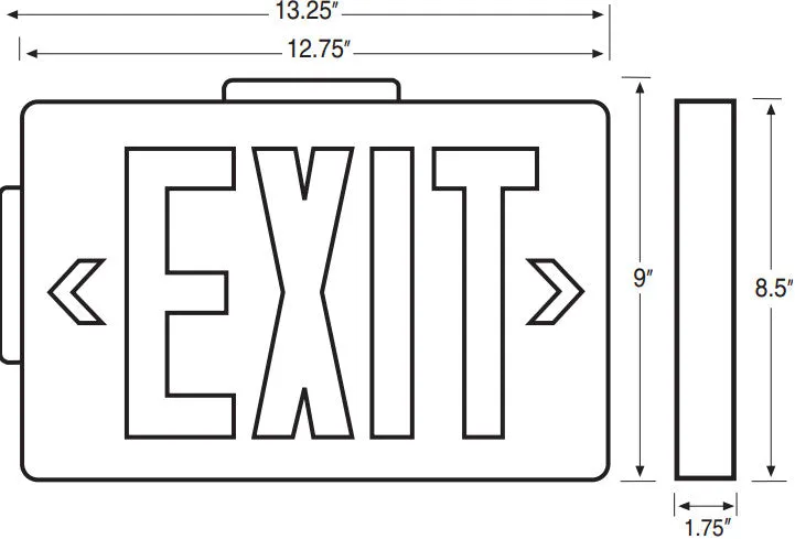 Cast Aluminum LED Exit Sign - Single Faced - AC Only with Canopy - 120/277V