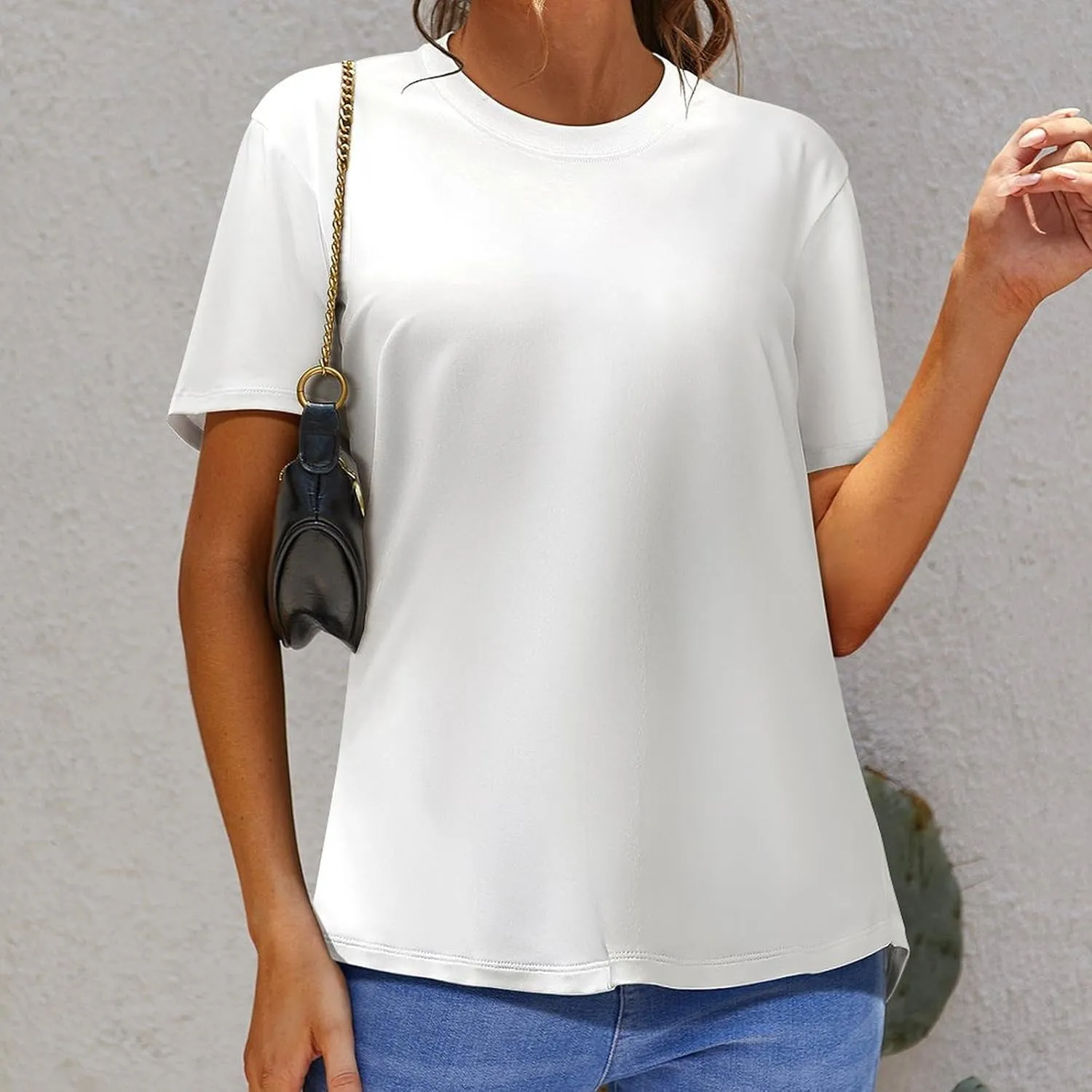 Custom T Shirts Design Your Own Photo Text Logo, Personalized Double-Sided Printed Woman Crewneck Tee