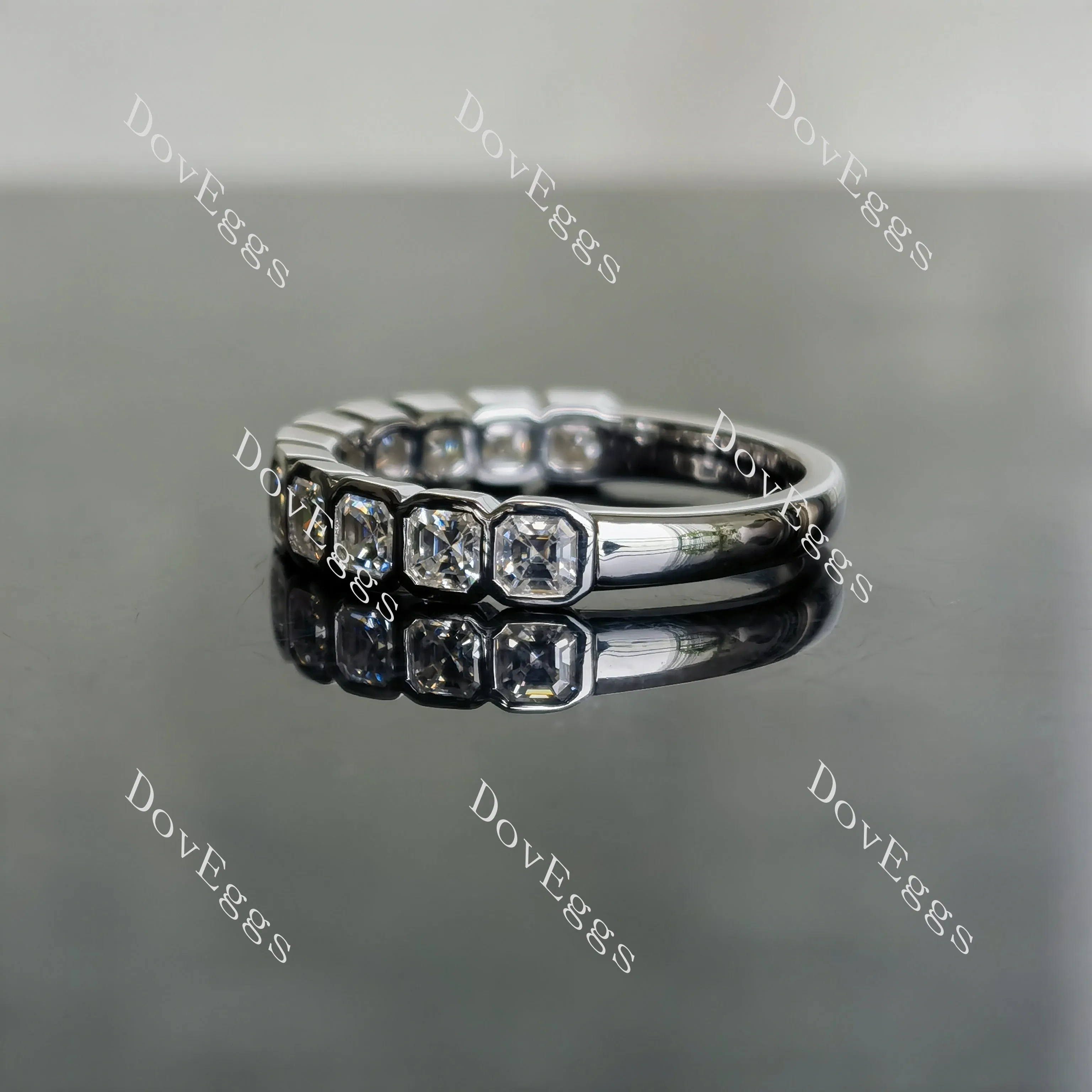 Doveggs asscher eternity bezel moissanite wedding band-3.7mm band width