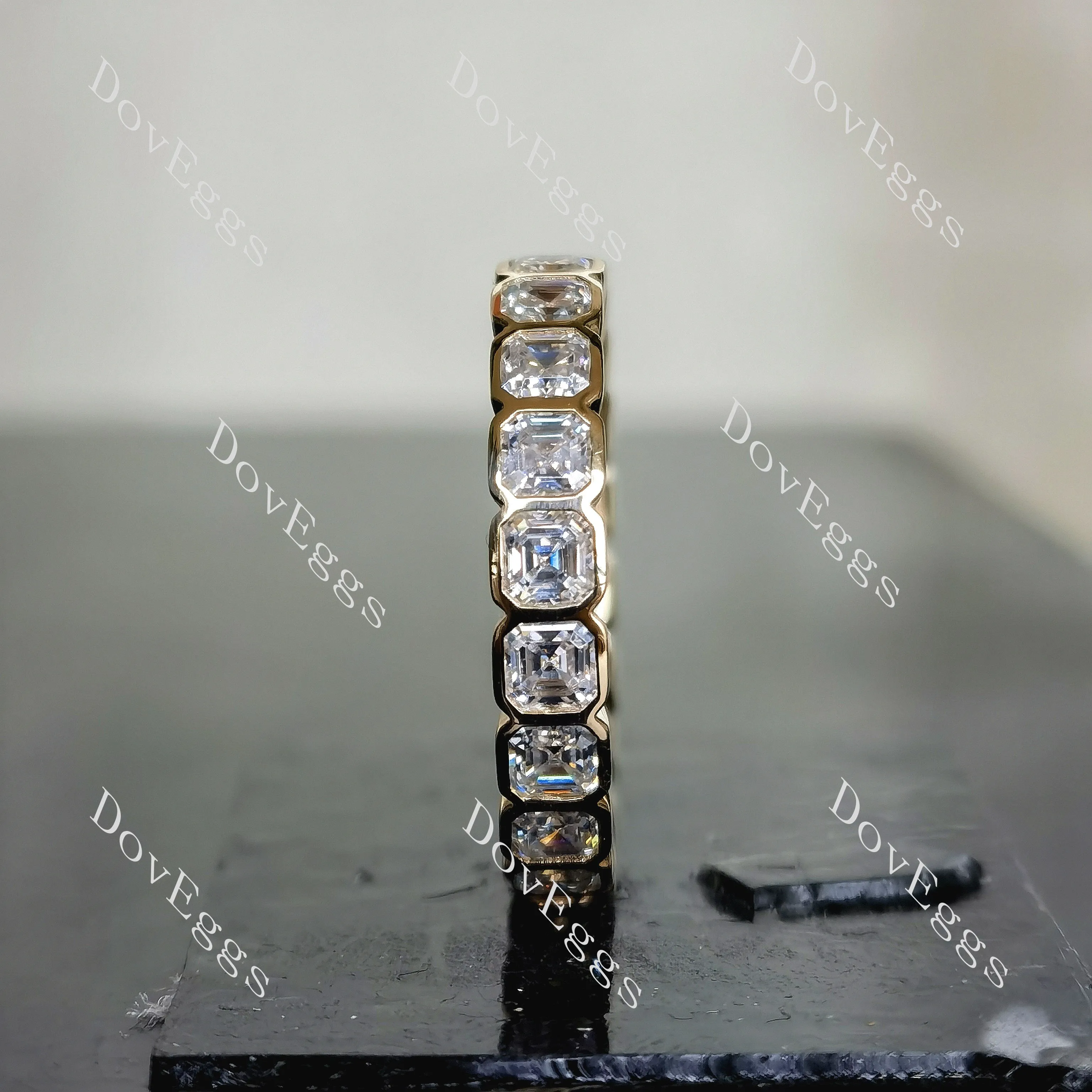 Doveggs asscher eternity bezel moissanite wedding band-3.7mm band width