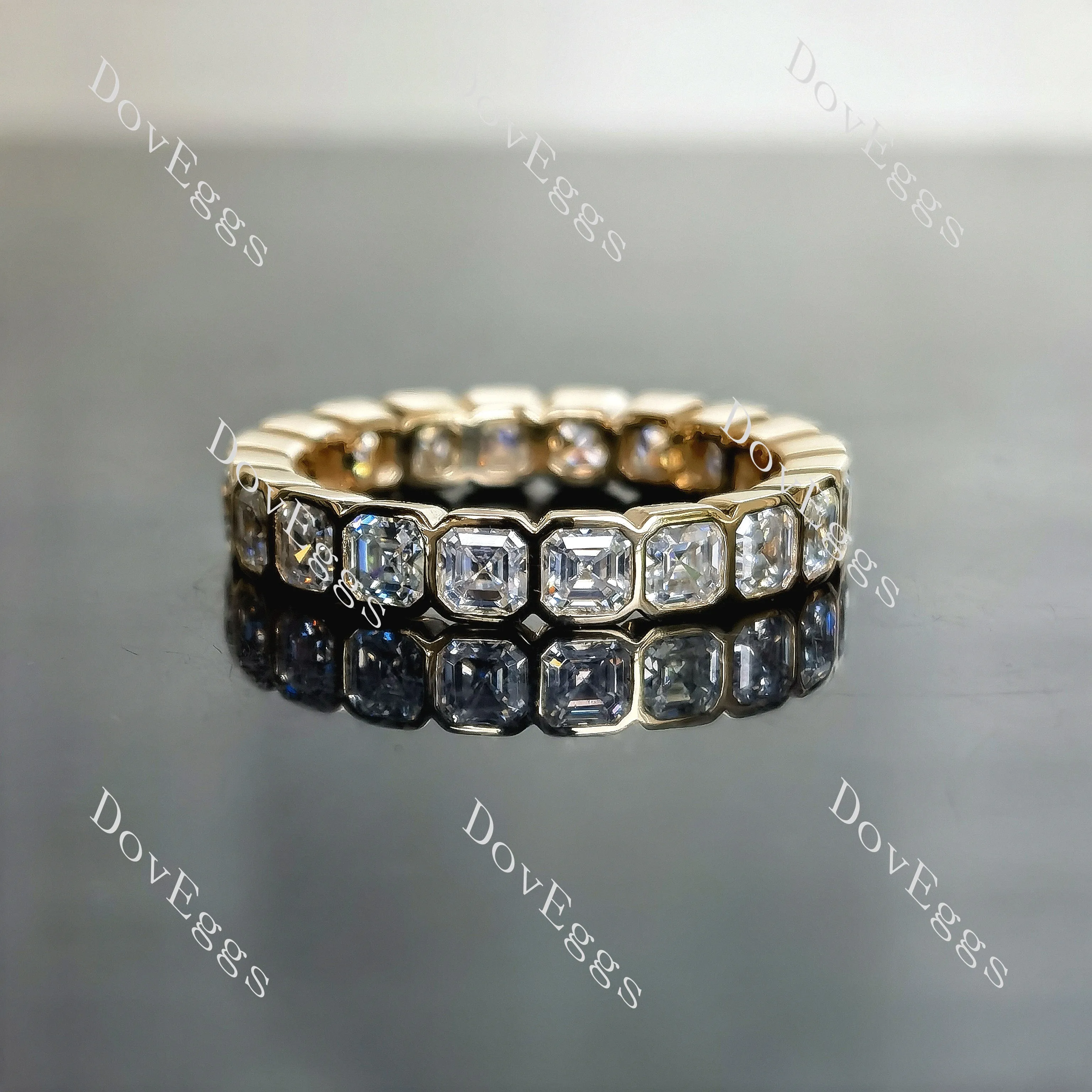 Doveggs asscher eternity bezel moissanite wedding band-3.7mm band width