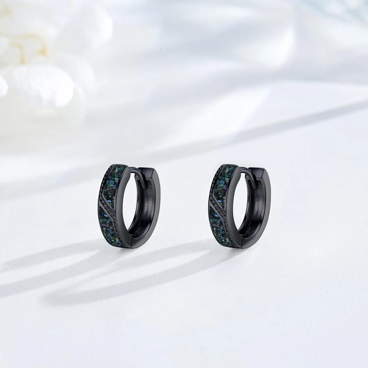 Gemstones/Viking/Celtic/Cross Hoop Earrings for Men Women 925 Sterling Silver 15mm Huggie Earrings for Sensitive Ears Jewelry Birthday Gifts