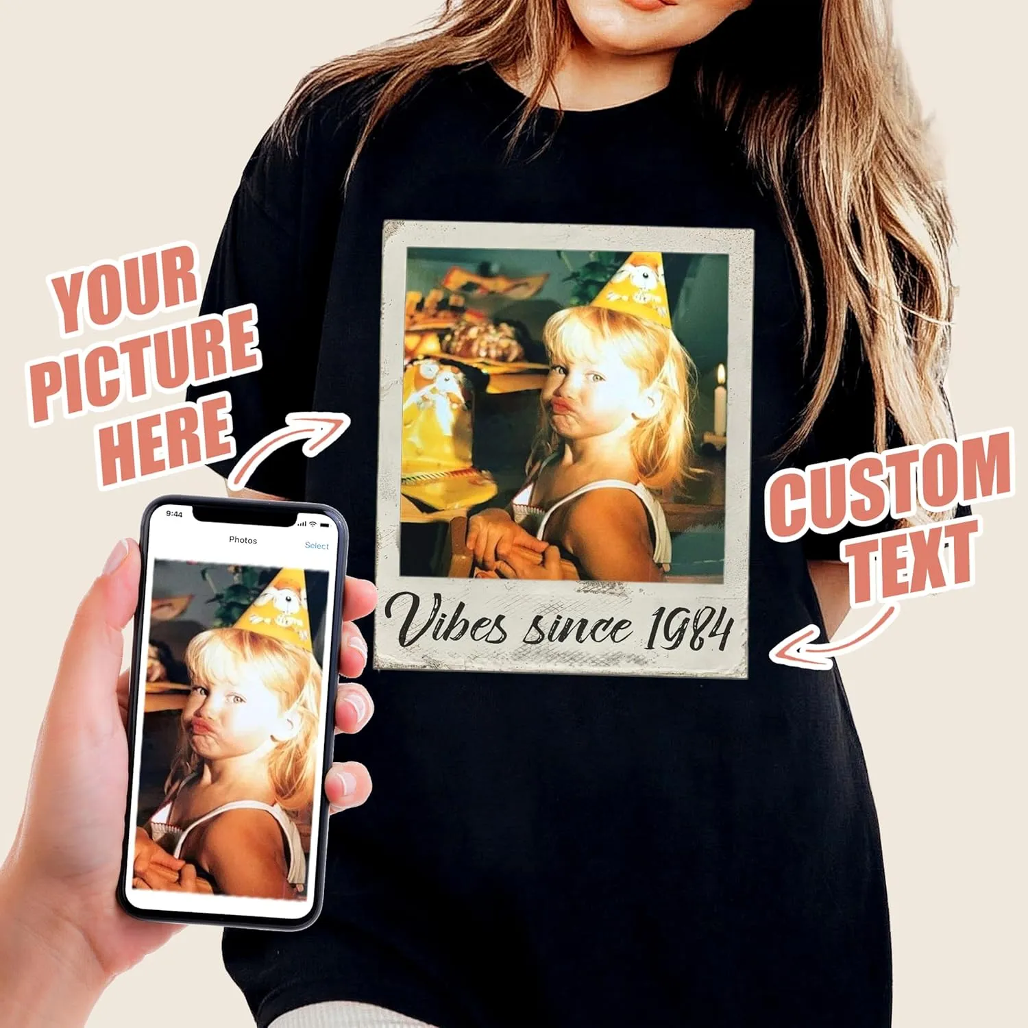 H-DEWALL Custom T Shirts 90s Vintage Design Your Own Photo Bootleg Rap Tee Gifts for Boyfriend Birthday Shirts for Men