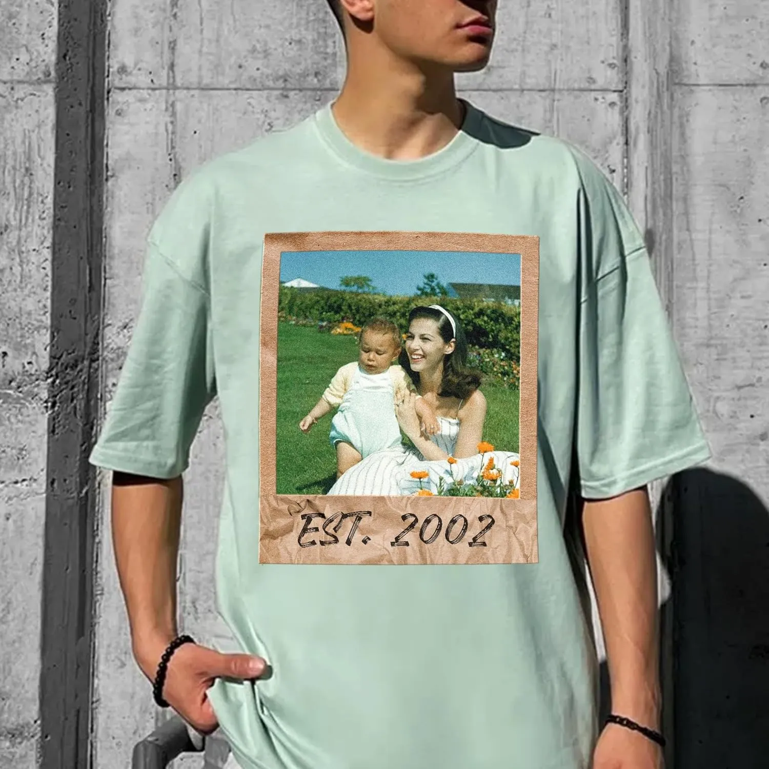 H-DEWALL Custom T Shirts 90s Vintage Design Your Own Photo Bootleg Rap Tee Gifts for Boyfriend Birthday Shirts for Men
