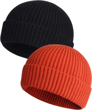MAIAGO Fisherman Beanie for Men Women, Knit Cuff Beanie Cap Short Beanie Hat, Winter Warm Hats