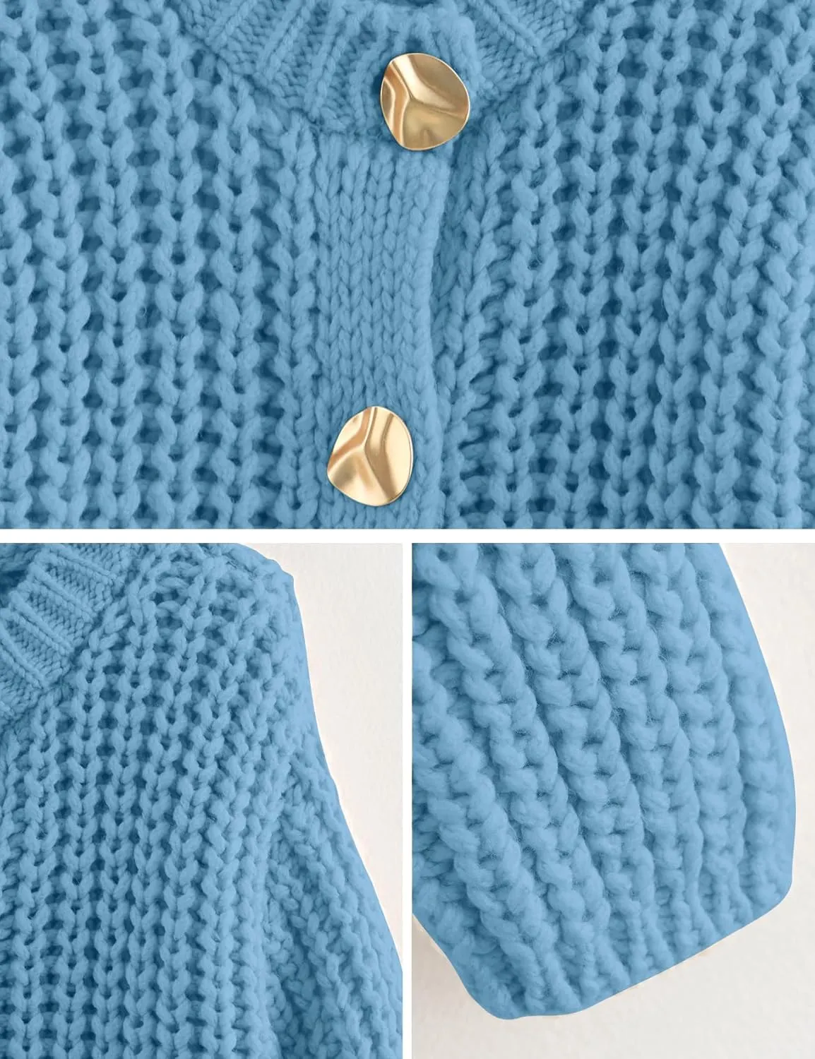 PEHMEA Women's Knit Cardigan Sweaters, Chunky Open Front Button Up Short Sweater Coats for Women Trendy